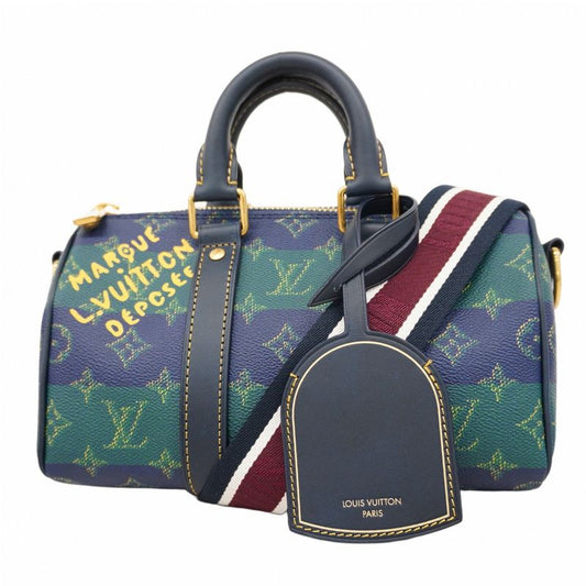 Louis Vuitton Handbag Monogram Heritage Keepall Bandoliere 25 M25786 Blue