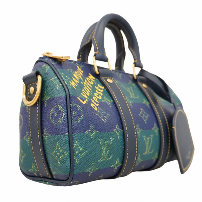Louis Vuitton Handbag Monogram Heritage Keepall Bandoliere 25 M25786 Blue