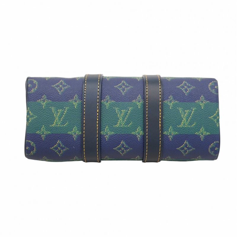 Louis Vuitton Handbag Monogram Heritage Keepall Bandoliere 25 M25786 Blue