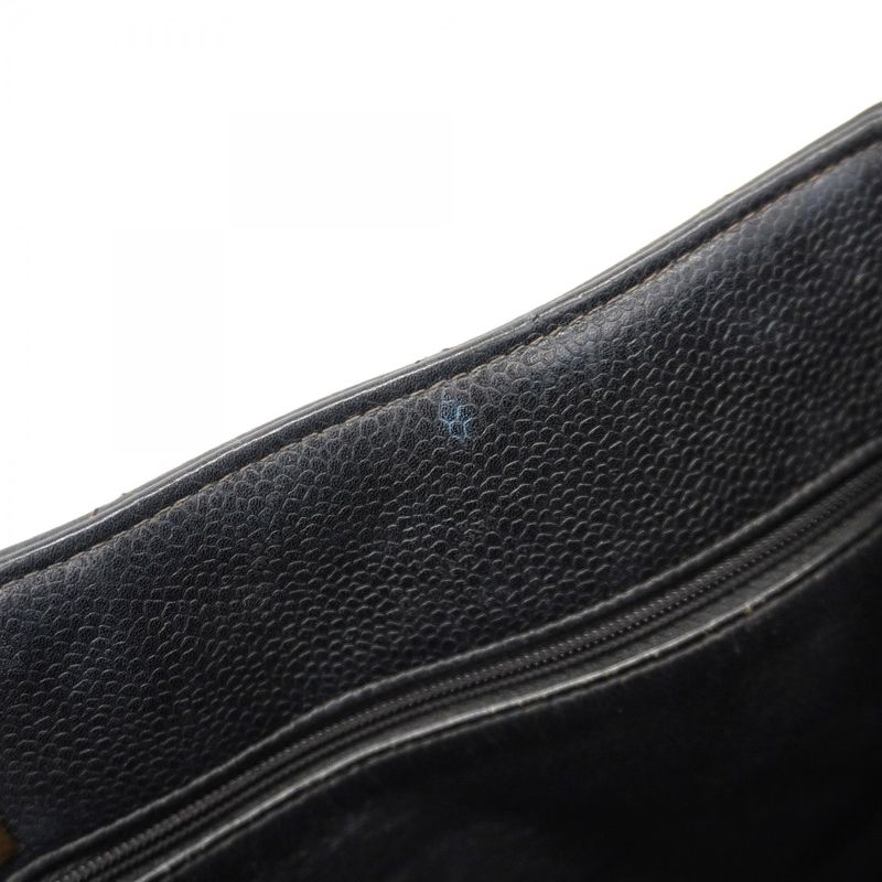 Chanel Shoulder Bag Matelasse Caviar Skin Black Gold Hardware Women