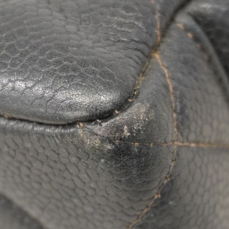 Chanel Shoulder Bag Matelasse Caviar Skin Black Gold Hardware Women