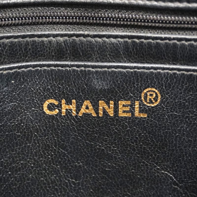 Chanel Shoulder Bag Matelasse Caviar Skin Black Gold Hardware Women