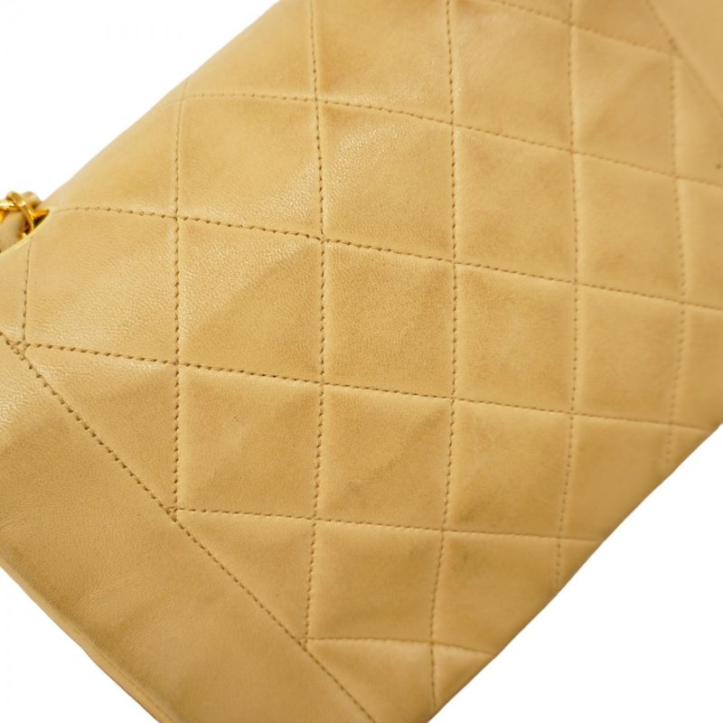 Chanel Shoulder Bag Matelasse Diana Lambskin Beige Gold Hardware Women