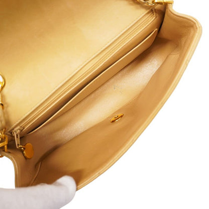 Chanel Shoulder Bag Matelasse Diana Lambskin Beige Gold Hardware Women