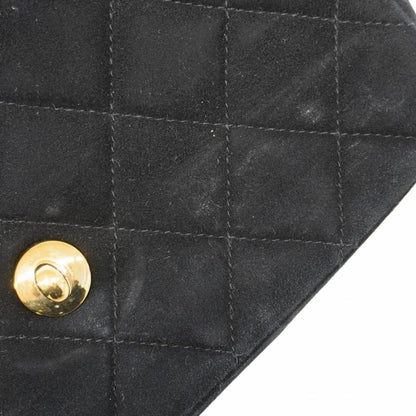 Chanel Shoulder Bag Matelasse Suede Black Gold Hardware Women
