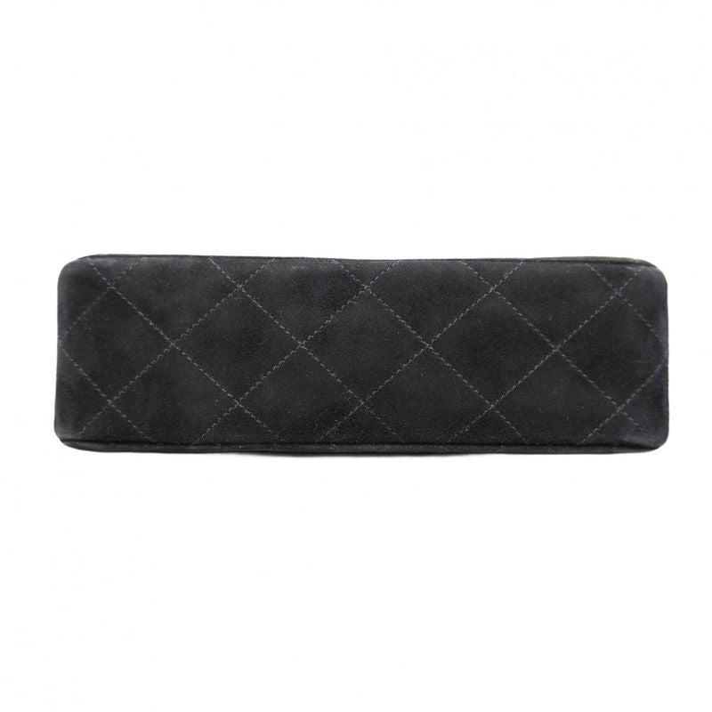 Chanel Shoulder Bag Matelasse Suede Black Gold Hardware Women