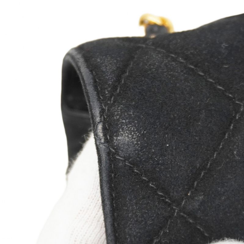 Chanel Shoulder Bag Matelasse Suede Black Gold Hardware Women