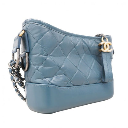 Chanel Shoulder Bag Gabrielle Calfskin Blue Gold/silver Hardware Women