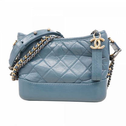 Chanel Shoulder Bag Gabrielle Calfskin Blue Gold/silver Hardware Women