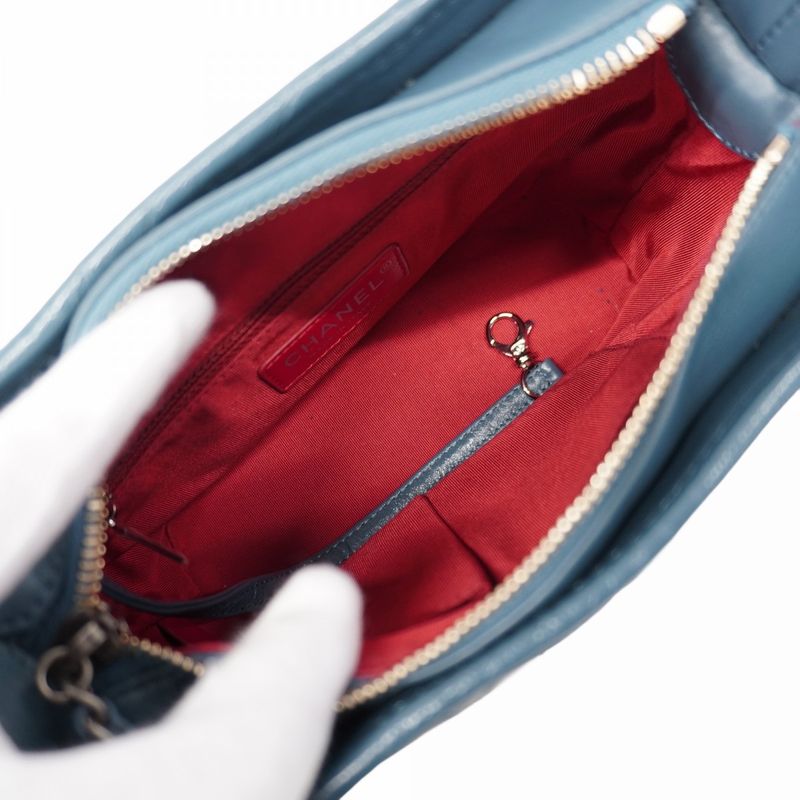 Chanel Shoulder Bag Gabrielle Calfskin Blue Gold/silver Hardware Women
