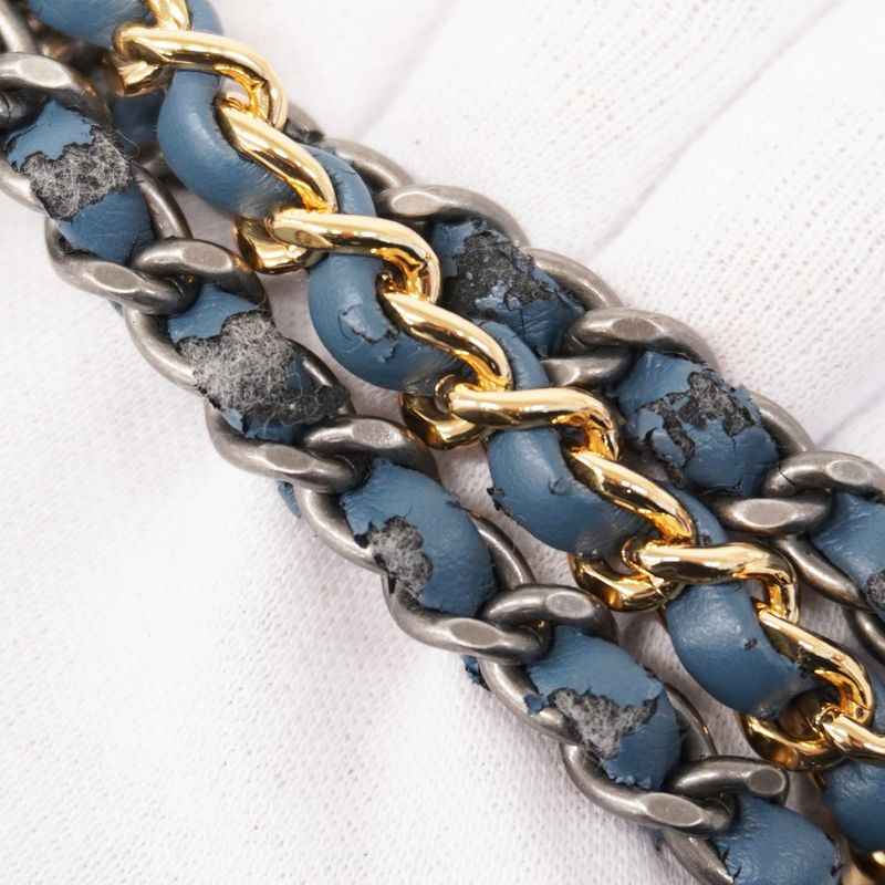 Chanel Shoulder Bag Gabrielle Calfskin Blue Gold/silver Hardware Women