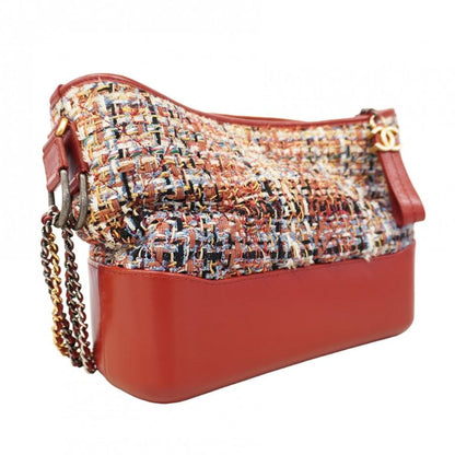 Chanel Shoulder Bag Gabrielle Tweed Red Gold/silver Hardware Women