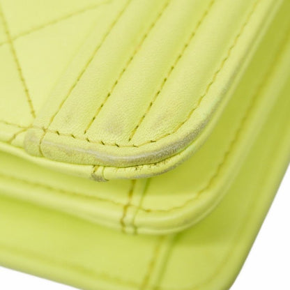 Chanel Shoulder Bag Boy Chanel Lambskin Green Chien Pan Gold Hardware Women