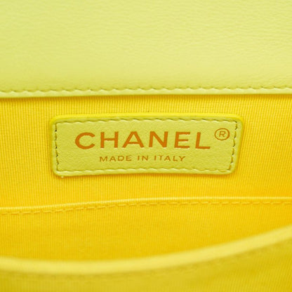 Chanel Shoulder Bag Boy Chanel Lambskin Green Chien Pan Gold Hardware Women