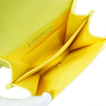 Chanel Shoulder Bag Boy Chanel Lambskin Green Chien Pan Gold Hardware Women