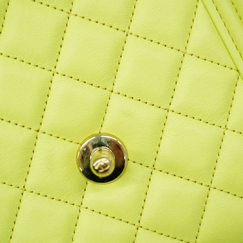 Chanel Shoulder Bag Boy Chanel Lambskin Green Chien Pan Gold Hardware Women