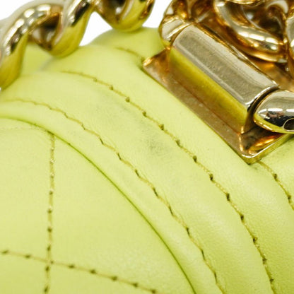 Chanel Shoulder Bag Boy Chanel Lambskin Green Chien Pan Gold Hardware Women