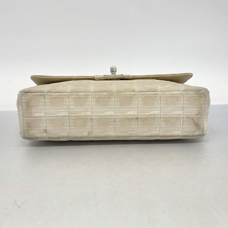 Chanel Shoulder Bag New Travel Nylon Beige Silver Hardware Women