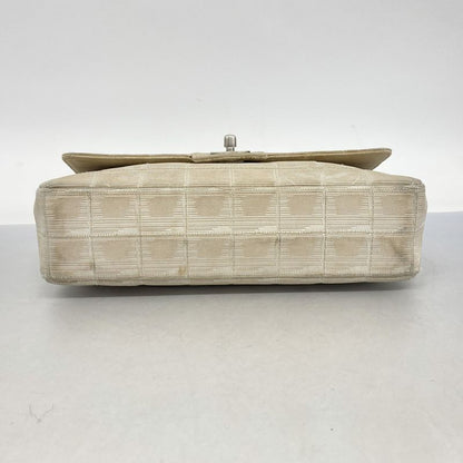 Chanel Shoulder Bag New Travel Nylon Beige Silver Hardware Women