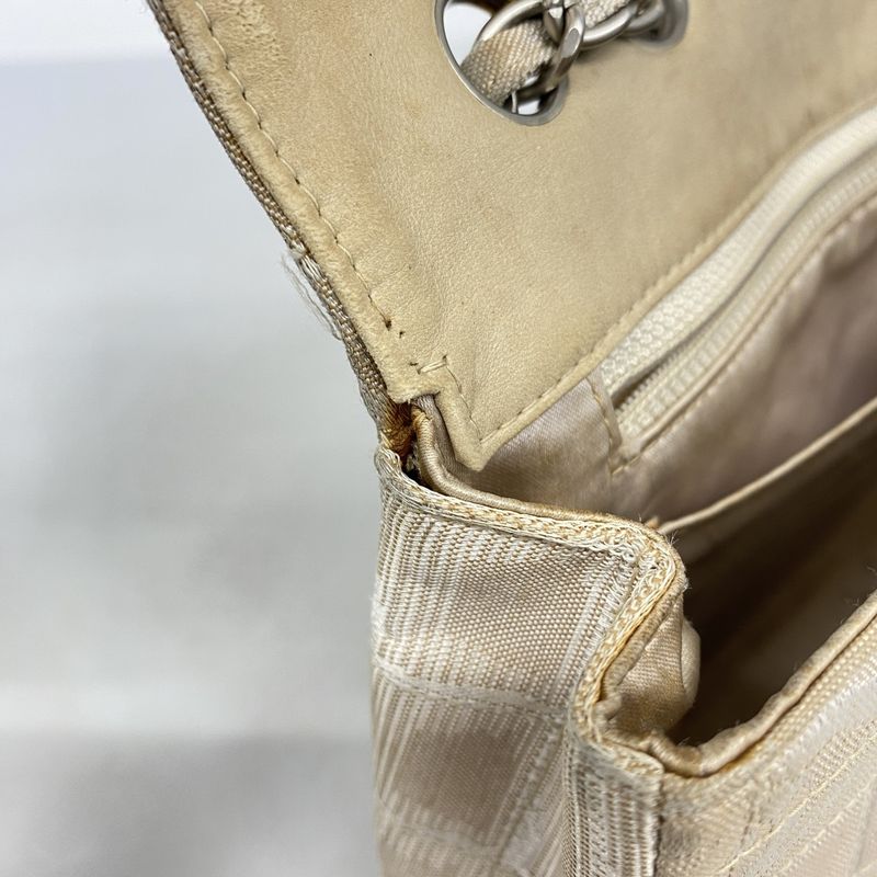 Chanel Shoulder Bag New Travel Nylon Beige Silver Hardware Women