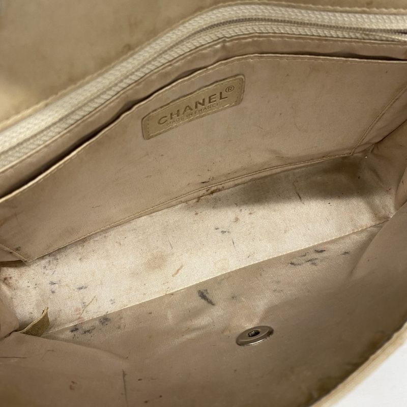 Chanel Shoulder Bag New Travel Nylon Beige Silver Hardware Women