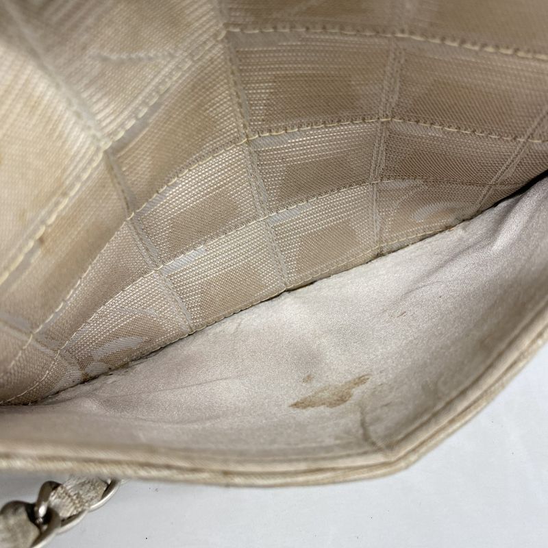 Chanel Shoulder Bag New Travel Nylon Beige Silver Hardware Women