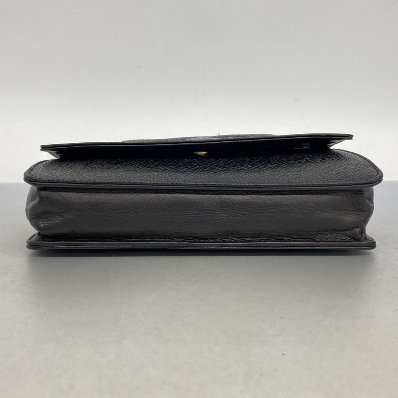 Chanel Shoulder Wallet Caviar Skin Black Gold Hardware Women