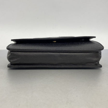 Chanel Shoulder Wallet Caviar Skin Black Gold Hardware Women