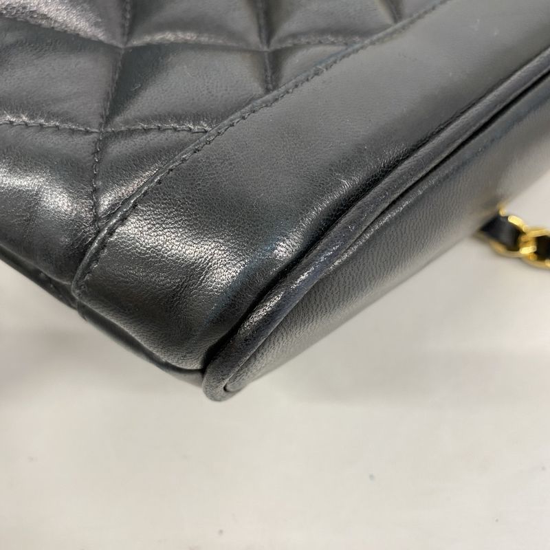 Chanel Shoulder Bag Matelasse Lambskin Black Gold Hardware Women