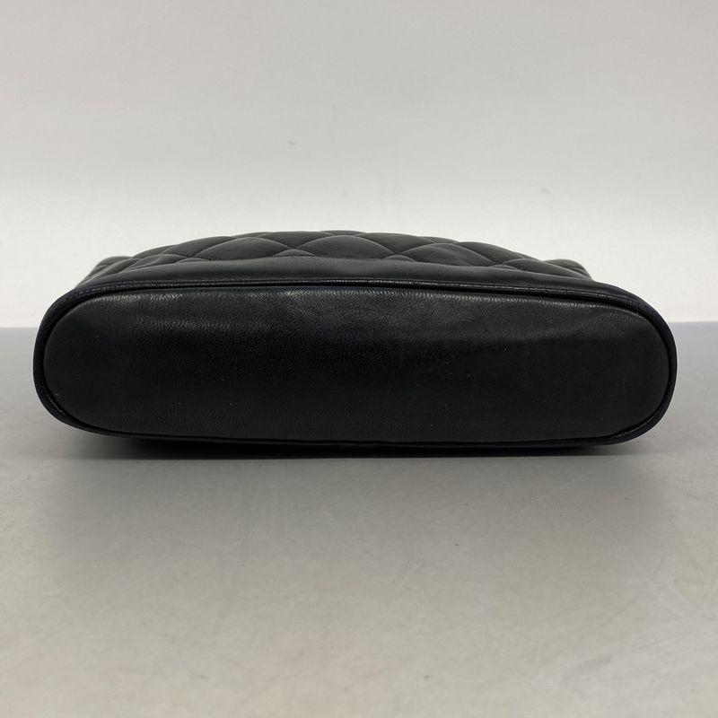 Chanel Shoulder Bag Matelasse Lambskin Black Gold Hardware Women