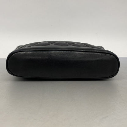 Chanel Shoulder Bag Matelasse Lambskin Black Gold Hardware Women