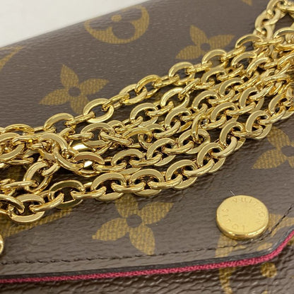 Louis Vuitton Shoulder Wallet Monogram Pochette Felicie M81896 Brown Fuchsia