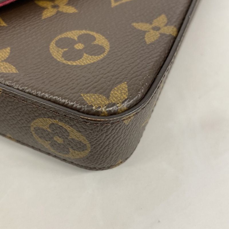Louis Vuitton Shoulder Wallet Monogram Pochette Felicie M81896 Brown Fuchsia