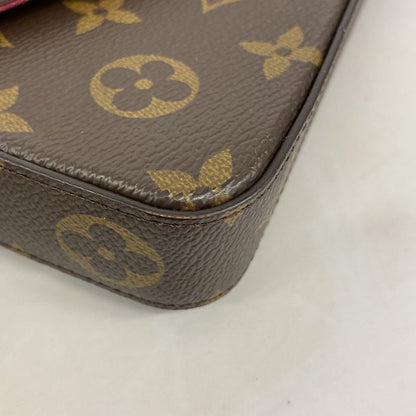 Louis Vuitton Shoulder Wallet Monogram Pochette Felicie M81896 Brown Fuchsia