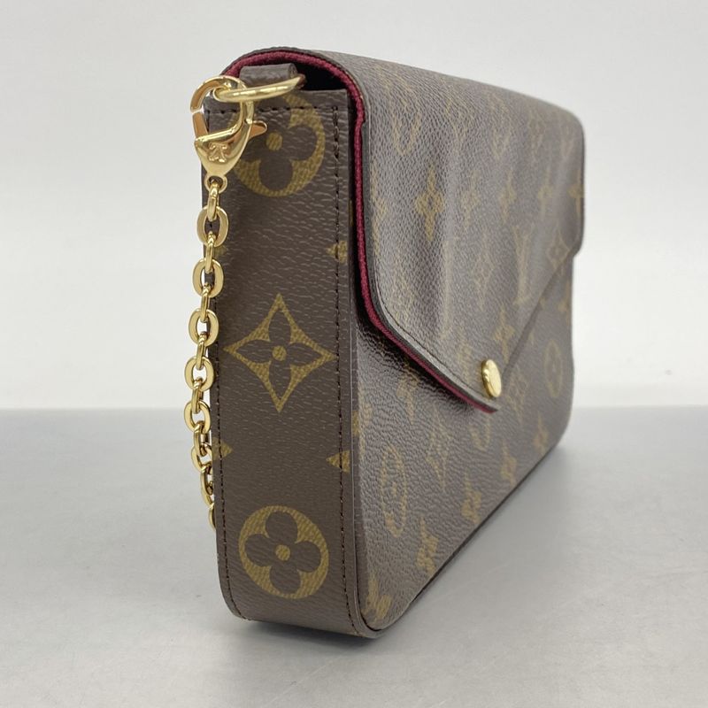 Louis Vuitton Shoulder Wallet Monogram Pochette Felicie M81896 Brown Fuchsia