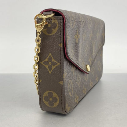 Louis Vuitton Shoulder Wallet Monogram Pochette Felicie M81896 Brown Fuchsia