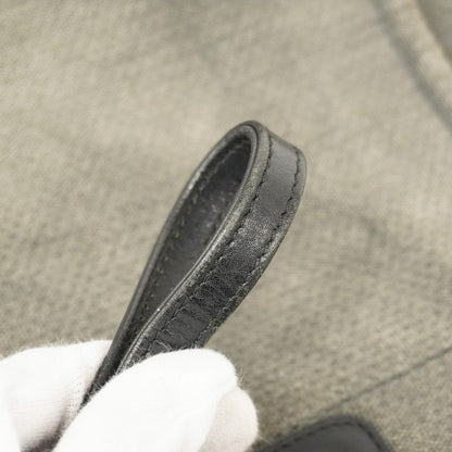 Chanel Tote Bag Deauville Canvas Gray Black Silver Hardware Women's