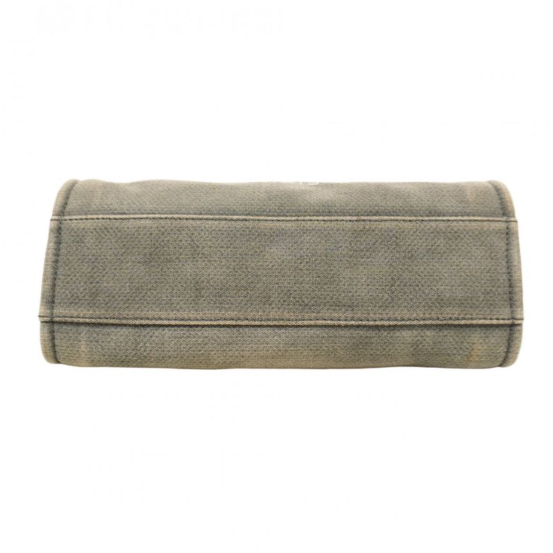 Chanel Tote Bag Deauville Canvas Gray Black Silver Hardware Women's