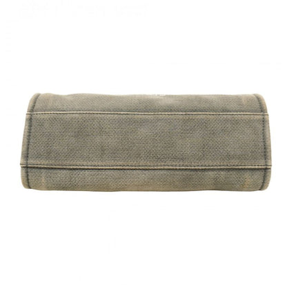 Chanel Tote Bag Deauville Canvas Gray Black Silver Hardware Women's