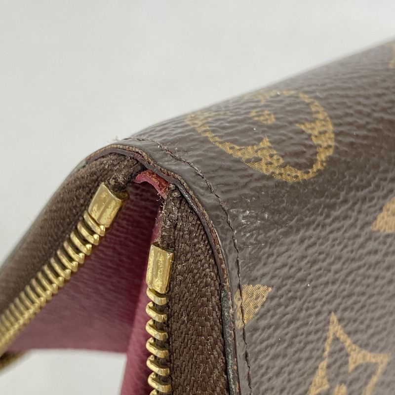 Louis Vuitton Long Wallet Monogram Portefeuille Cles Mance M60742 Brown Fuchsia
