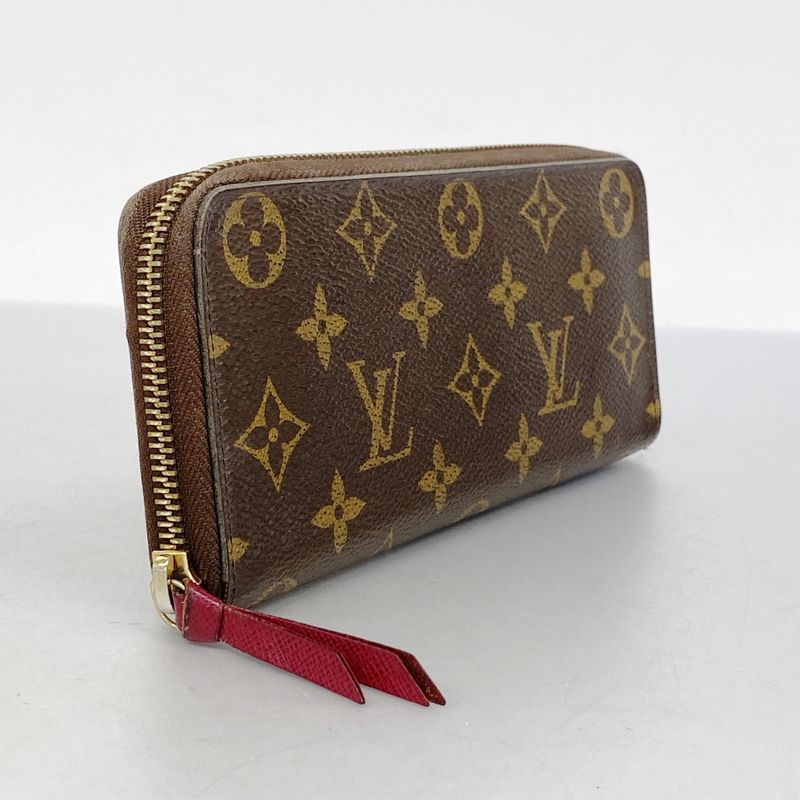Louis Vuitton Long Wallet Monogram Portefeuille Cles Mance M60742 Brown Fuchsia