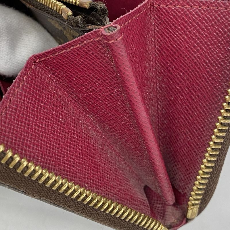 Louis Vuitton Long Wallet Monogram Portefeuille Cles Mance M60742 Brown Fuchsia