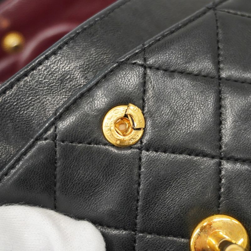 Chanel Shoulder Bag Matelasse Lambskin Black Gold Hardware Women