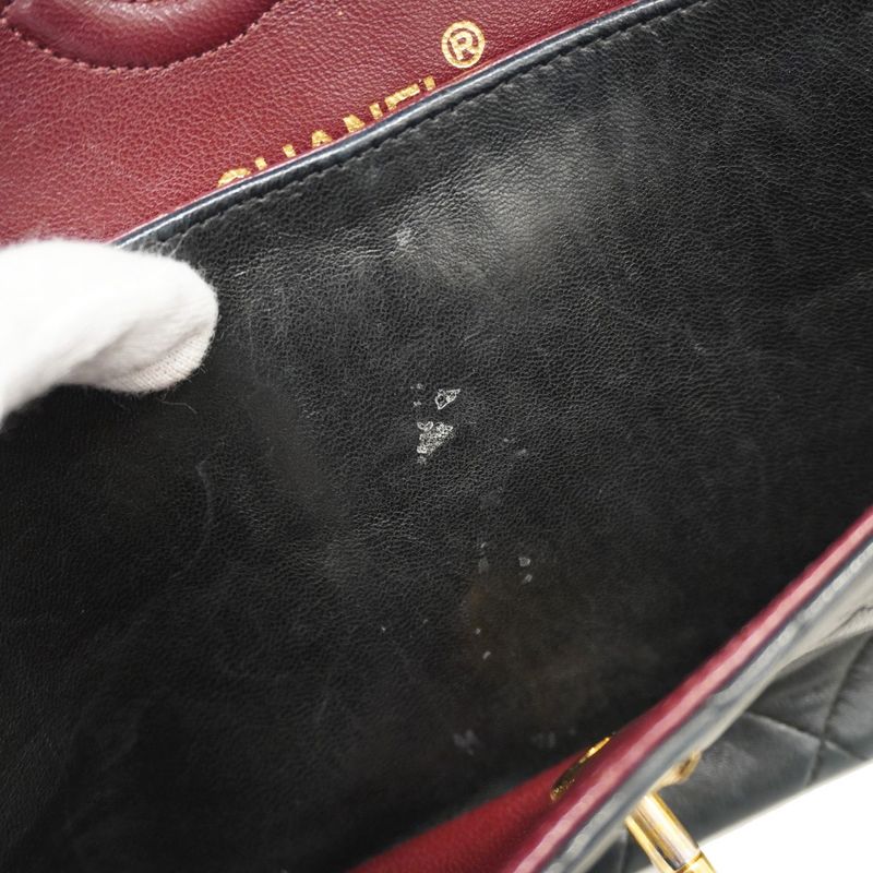 Chanel Shoulder Bag Matelasse Lambskin Black Gold Hardware Women