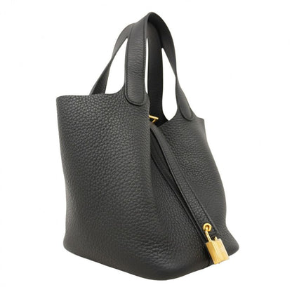 Hermes Handbag Picotin Lock PM Taurillon Cles Mance Black Gold Hardware K