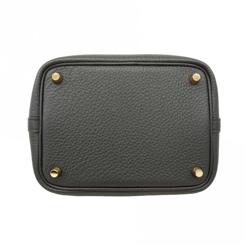 Hermes Handbag Picotin Lock PM Taurillon Cles Mance Black Gold Hardware K