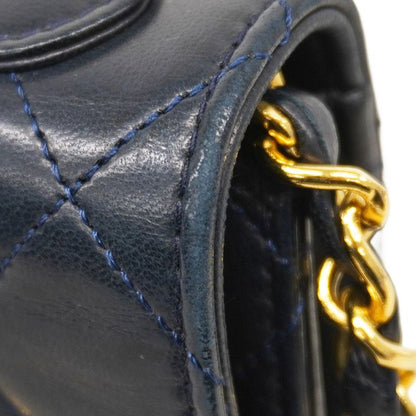 Chanel Handbag Matelasse Double Turnlock Lambskin Navy Gold Hardware 2way Bag