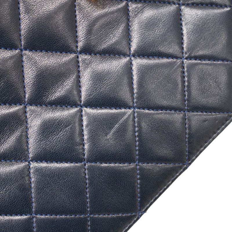 Chanel Handbag Matelasse Double Turnlock Lambskin Navy Gold Hardware 2way Bag