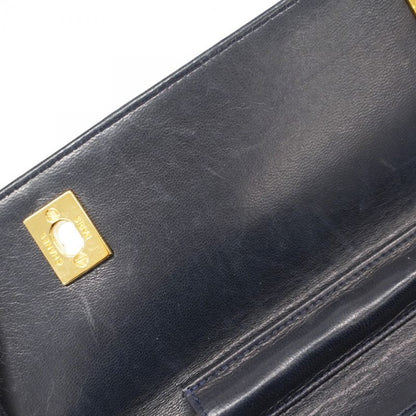 Chanel Handbag Matelasse Double Turnlock Lambskin Navy Gold Hardware 2way Bag