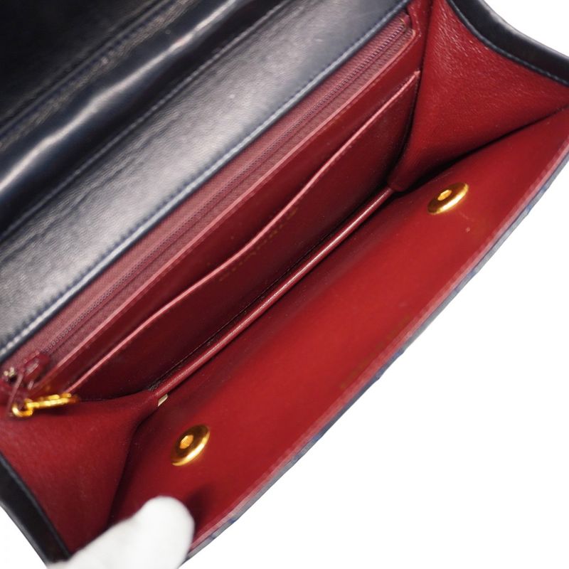 Chanel Handbag Matelasse Double Turnlock Lambskin Navy Gold Hardware 2way Bag